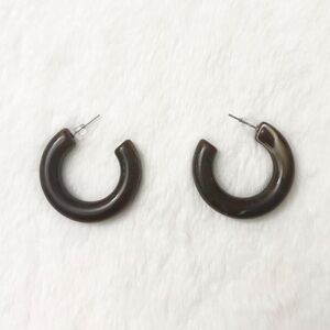 5/$15 🩷 MUST BUNDLE Chunky Dark Brown Hoop Earrings
